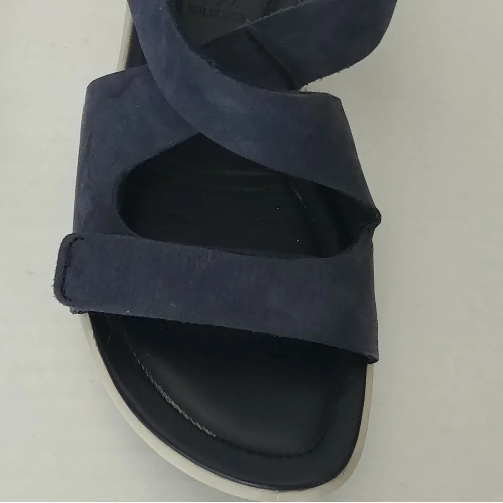 ECCO Damara Wedge Sandals Womens 5-5.5 Navy Blue Leather Strappy 216643-02303